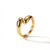 14Kt solid yellow gold bypass ring with polished dome ends, quiet luxury jewelry for women.