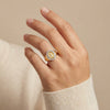 14Kt gold miraculous medal signet ring with diamond halo, religious women's fine jewelry, meaningful gift photography by Morelove Designs