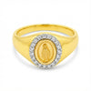 14Kt gold miraculous medal signet ring with diamond halo, religious women's fine jewelry, meaningful gift product photo by Morelove Designs