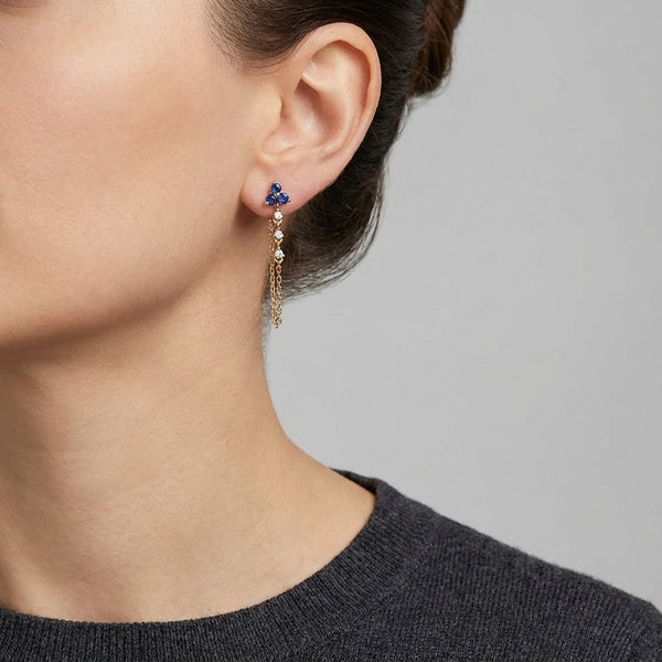 14kt gold sapphire diamond drop earrings for women photography by Morelove Designs