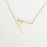 Jumbo Diagonal Initial Necklace in Gold 14Kt