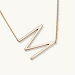 Jumbo Diagonal Initial Necklace in Gold 14Kt