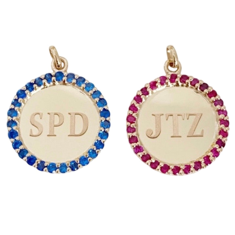 Round Sapphires Medallion in Gold 14Kt