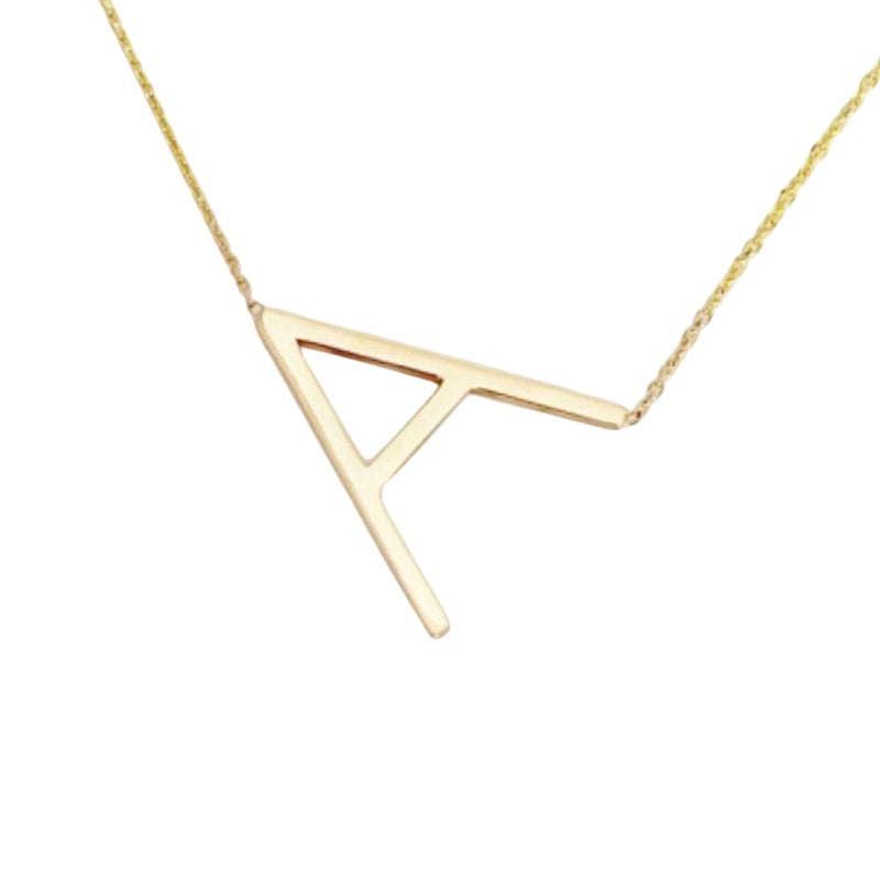 Jumbo Diagonal Initial Necklace in Gold 14Kt