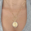 Elegant 14Kt yellow gold necklace blending modern paperclip links with classic cable chain design.