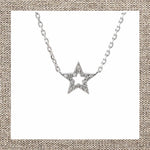 Sterling Silver Micro Pave Diamond Open Star Necklace