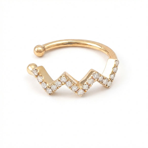 Micro Pave Diamond ZigZag Ear Cuff in Gold 14Kt