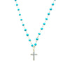 Sophisticated mini cross bead necklace crafted from golden plated silver, ideal for layering or solo wear.