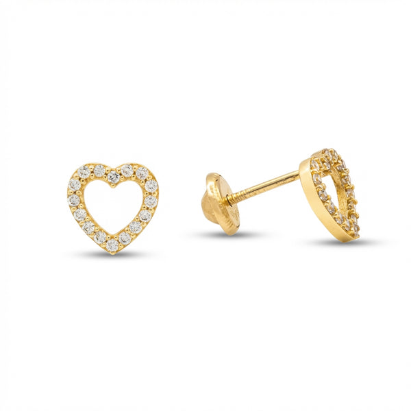 Open Zircon Heart in Gold 14Kt