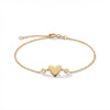 14K Gold Single Heart Bracelet with Bezel Set Diamonds