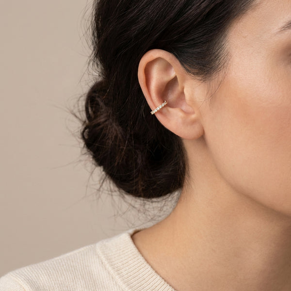 Single Micro Pave Diamond Ear Cuff in Gold 14Kt