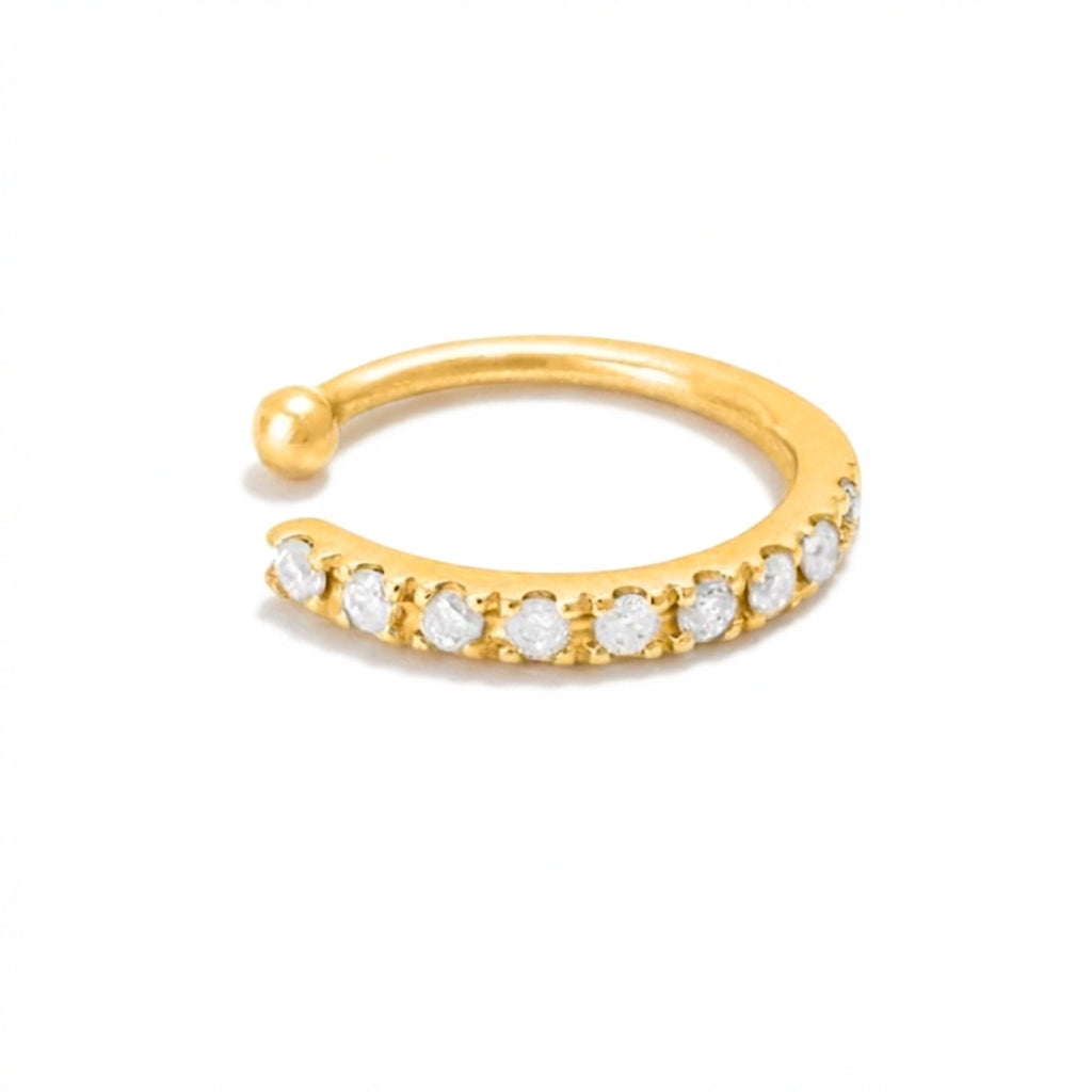 Single Micro Pave Diamond Ear Cuff in Gold 14Kt