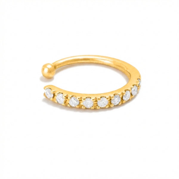 Single Micro Pave Diamond Ear Cuff in Gold 14Kt