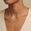 14K Gold Slim Initial Necklace with Side Bezel Diamond