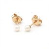 Baby pearl 14Kt gold stud earrings for adults, elegant everyday fine jewelry. product photo by Morelove Designs