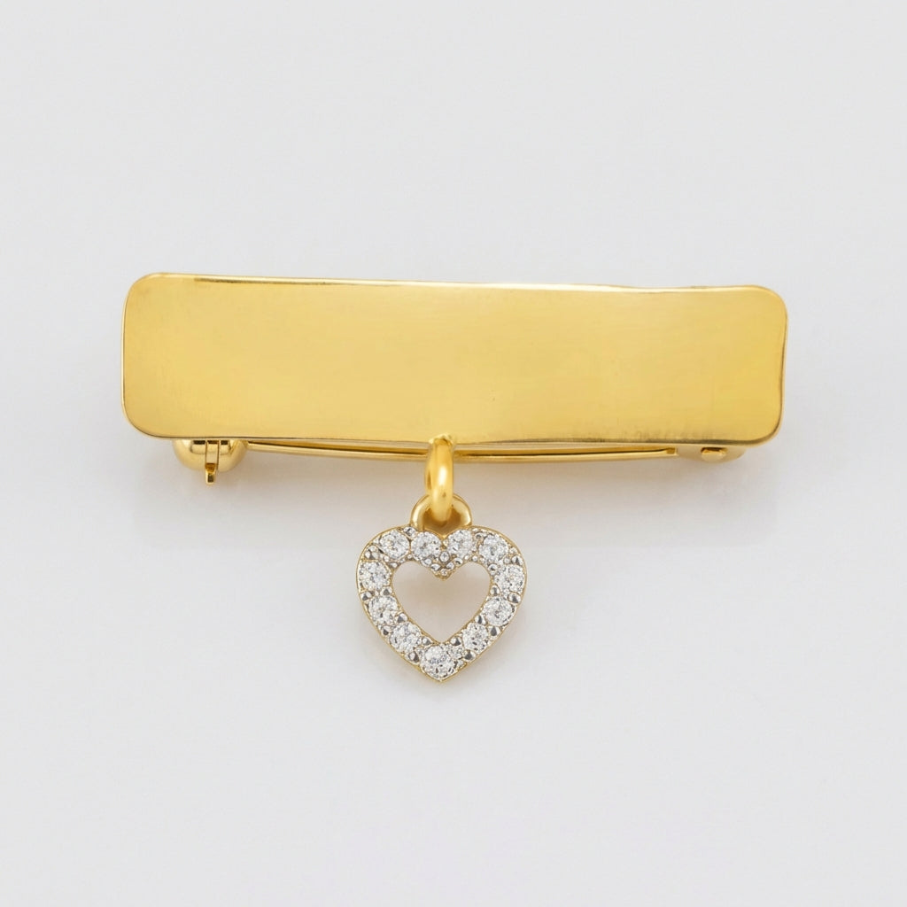 14Kt gold name bar safety pin product photo by Morelove Designs