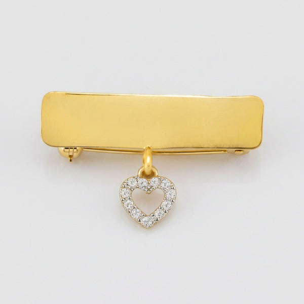 14Kt gold name bar safety pin product photo by Morelove Designs