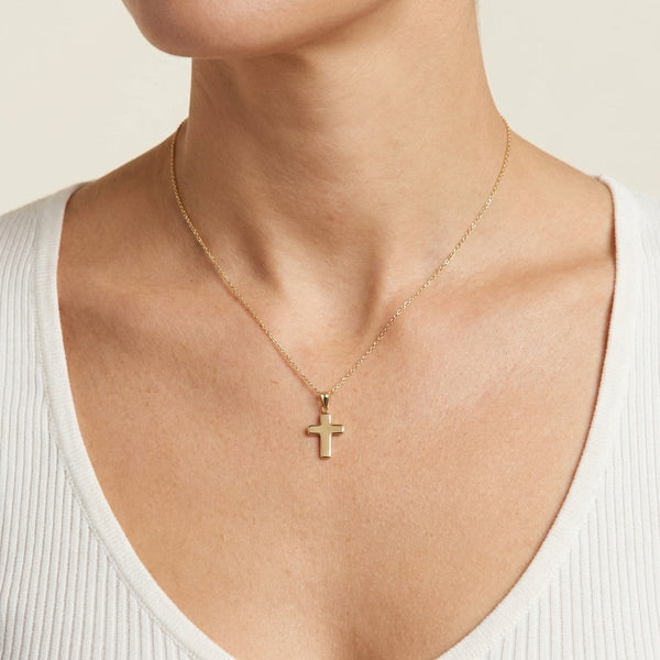 14Kt gold chubby cross charm for necklace photography by Morelove Designs