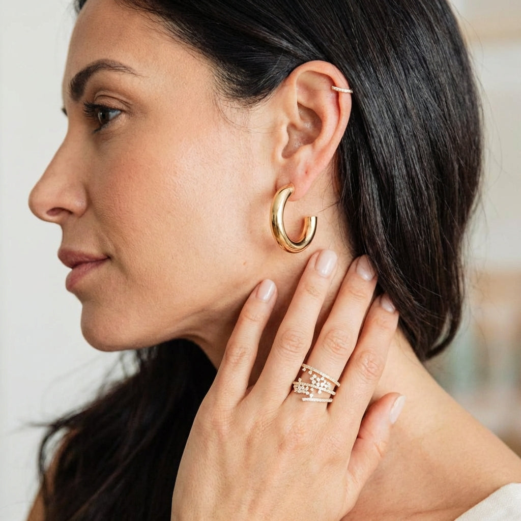 14k gold earrings photography by Morelove Designs