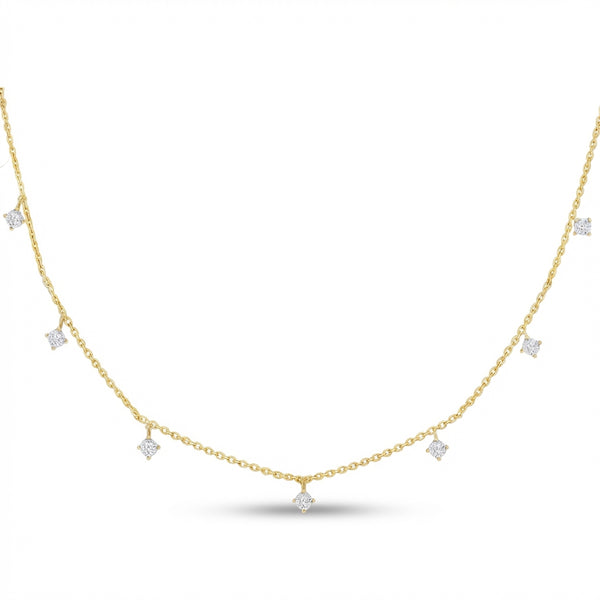 14Kt gold dangle necklace with 0.12cts diamonds, delicate fine jewelry for women product photo by Morelove Designs