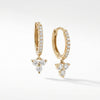 Gold diamond huggie earrings with trio charm for adults product photo by Morelove Designs