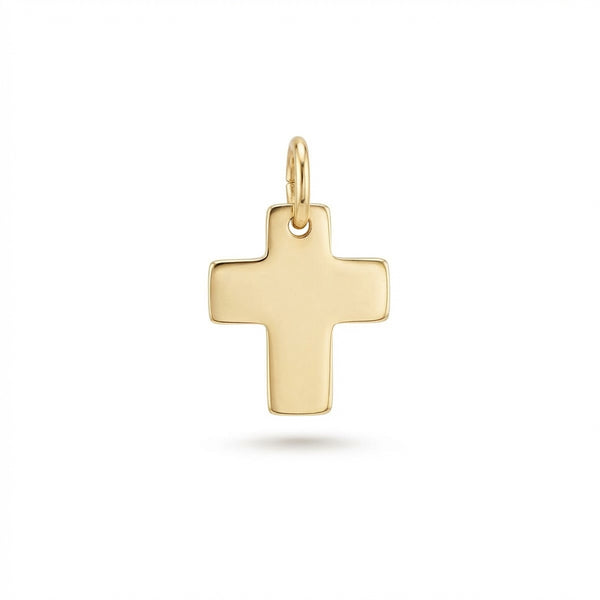 Flat wide cross 14Kt gold charm product photo by Morelove Designs
