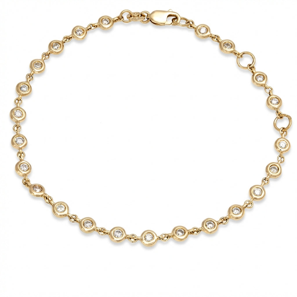 Full Round Bezel Diamond Bracelet 14kt Gold product photo by Morelove Designs