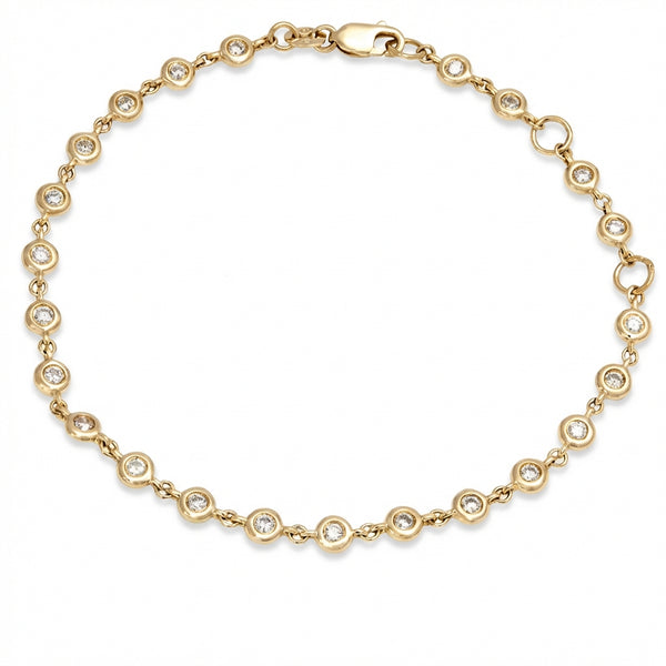 Full Round Bezel Diamond Bracelet 14kt Gold product photo by Morelove Designs