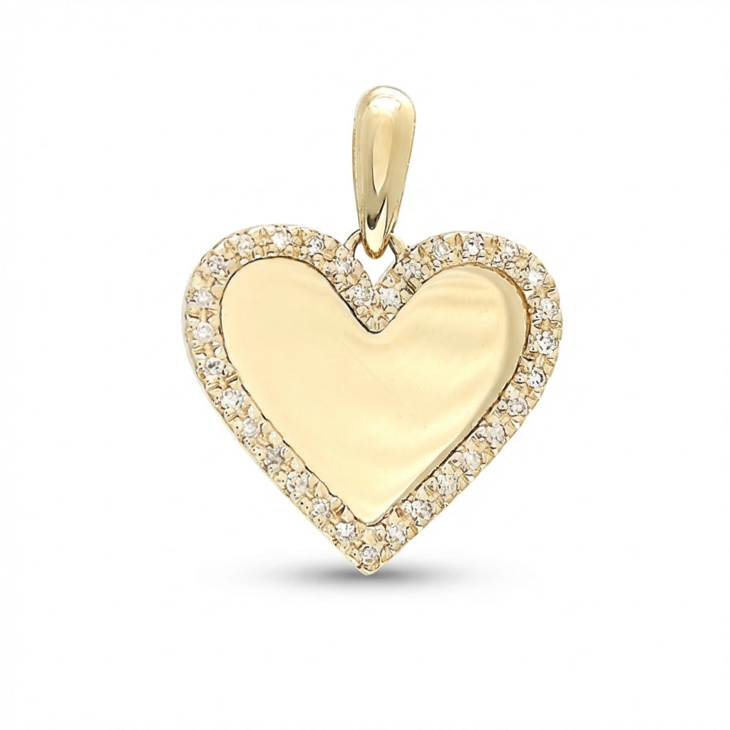 14k gold heart pendant with diamonds, elegant fine jewelry charm product photo by Morelove Designs
