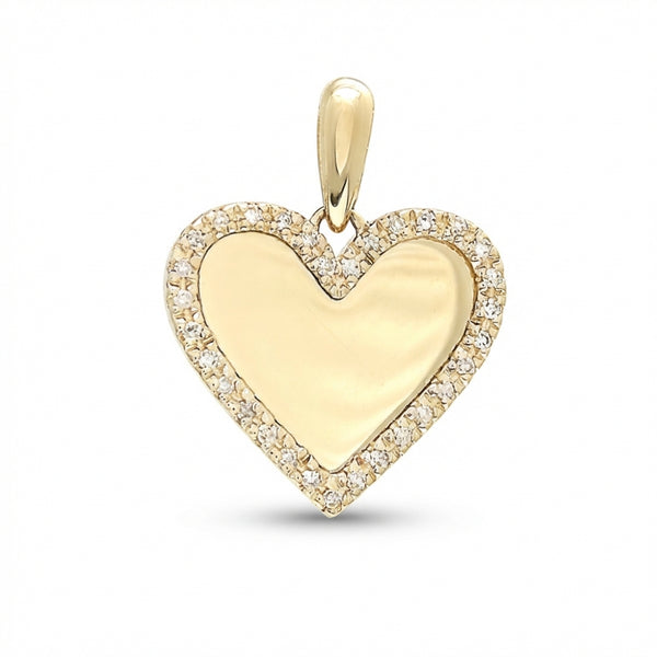 14k gold heart pendant with diamonds, elegant fine jewelry charm product photo by Morelove Designs