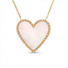14Kt gold heart necklace mother of pearl diamond accents product photo by Morelove Designs