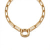 Elegant 14Kt gold paperclip chain necklace featuring a polished circular lock closure, perfect for sophisticated everyday wear.