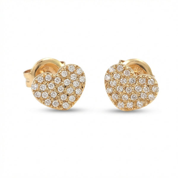 Micro pave diamond heart earrings in 14Kt gold product photo by Morelove Designs