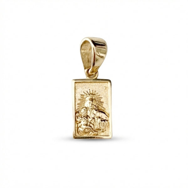 Mini Squared Scapular 14Kt Gold Pendant with Religious Iconography, Fine Jewelry Charm product photo by Morelove Designs