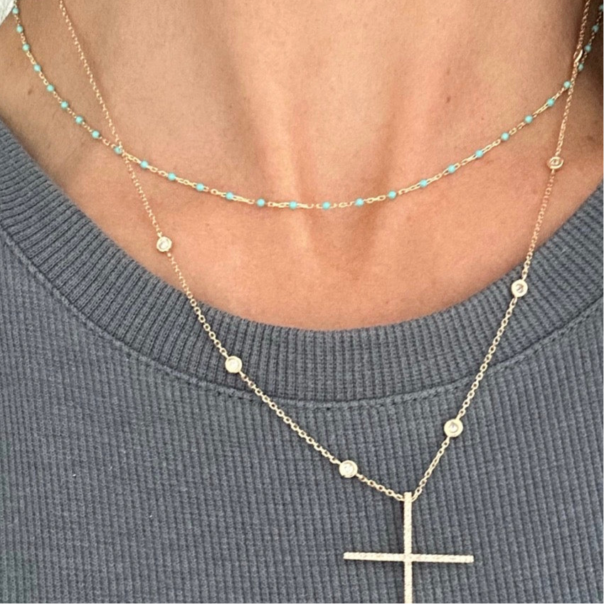 enamel bead necklace
14Kt gold bead chain
mini bead chain
layering gold necklace
everyday gold jewelry
delicate bead necklace
hypoallergenic gold necklace
fine jewelry for women
cute enamel necklace