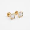 Mother of pearl butterfly 14Kt gold stud earrings for kids; hypoallergenic baby jewelry product photo by Morelove Designs