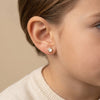 Mother of pearl flower gold 14kt stud earrings for kids photography by Morelove Designs