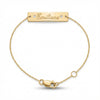 Personalized 14Kt gold name bar bracelet with side zircons, custom engraved jewelry product photo by Morelove Designs