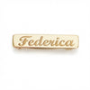 14Kt gold name bar safety pin product photo by Morelove Designs