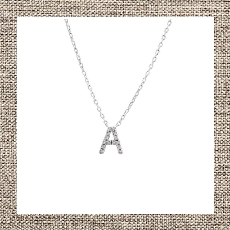 Sterling Silver Initial Diamond Necklace