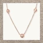 Three Round Bezel Diamond Necklace in Gold 14Kt
