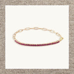 Half Paperclip Half Round Prong Ruby Bracelet in Gold 14Kt