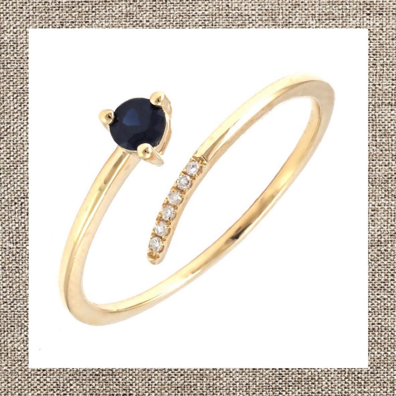 Open Round Prong Gemstone & Diamond Ring in Gold 14Kt