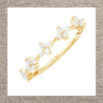 Half Diamond Flowery Band Ring in Gold 14Kt