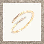 Micro Pave Diamond Bypass Ring in Gold 14Kt