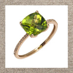 Cushion Prong Gemstone & Diamond Ring in Gold 14Kt