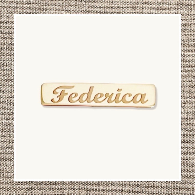 Name Bar Safety Pin in Gold 14Kt