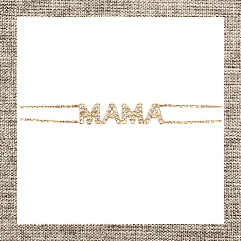 Double Chain MAMA Bracelet in Gold 14Kt