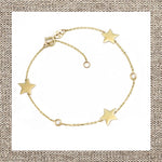 3-Charm Bracelet with Side Bezel Diamonds in Gold 14Kt