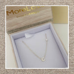 Slim Initial Necklace with side Bezel Diamond in Gold 14Kt